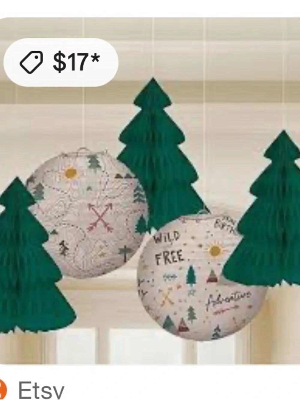 Wilderness Honeycomb Tree and Lantern Garland - Green & Cream